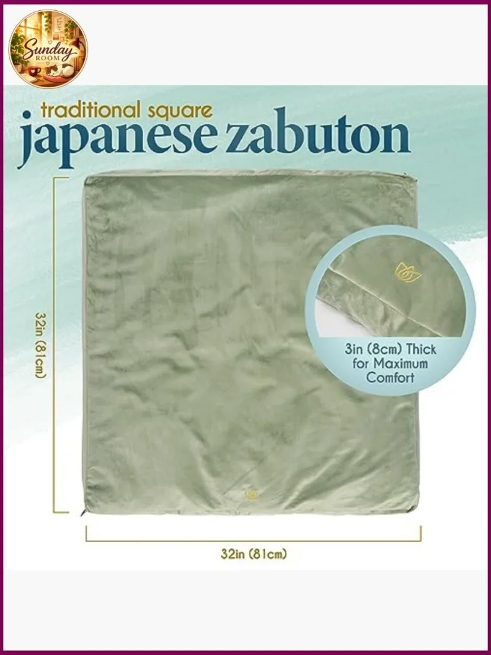 Large Meditation Cushion Floor Pillow Velvet Washable Zabuton Yoga Mat